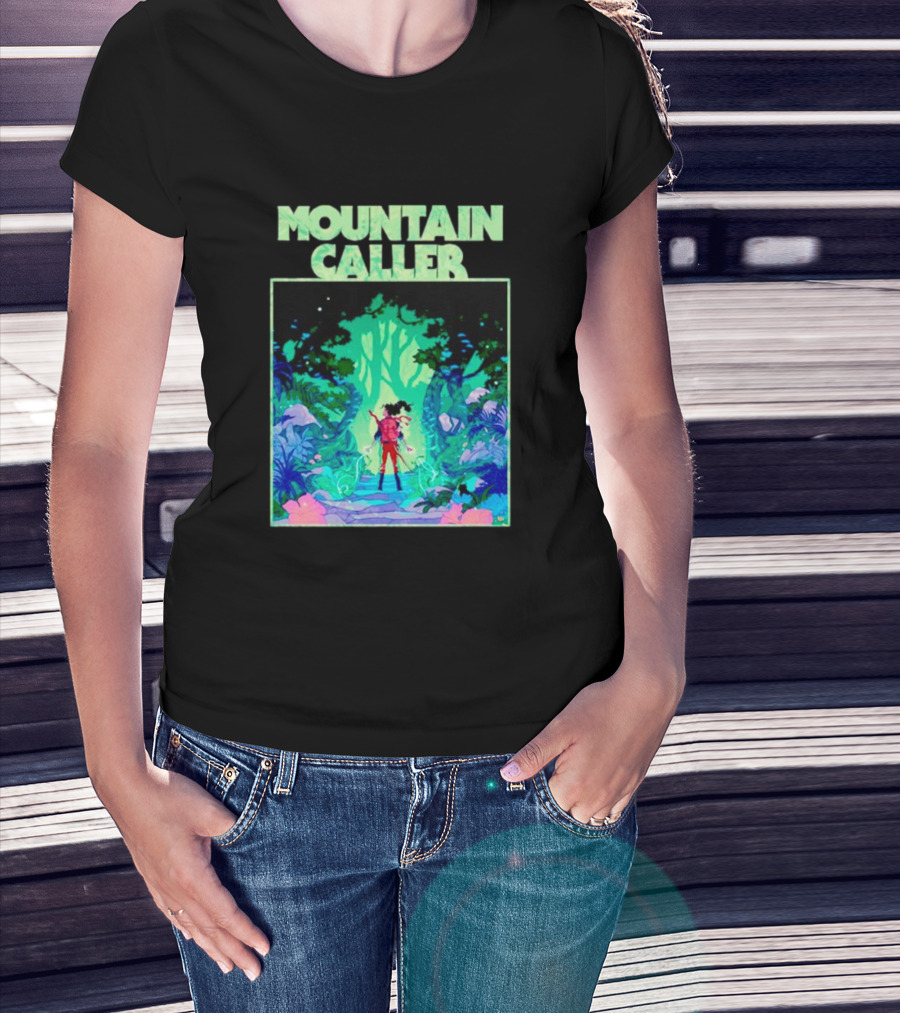 Mountain Caller Green Leaves Enchanted Forest Explorer T-Shirt