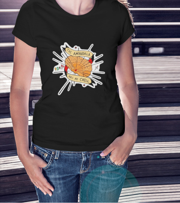 The Amygdala Has No Chill Cartoon Brain With Comic Symbols T-Shirt