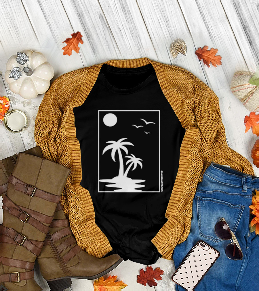 Not Enough Nelsons Lahaina Strong Palm Trees and Birds Scene T-Shirt