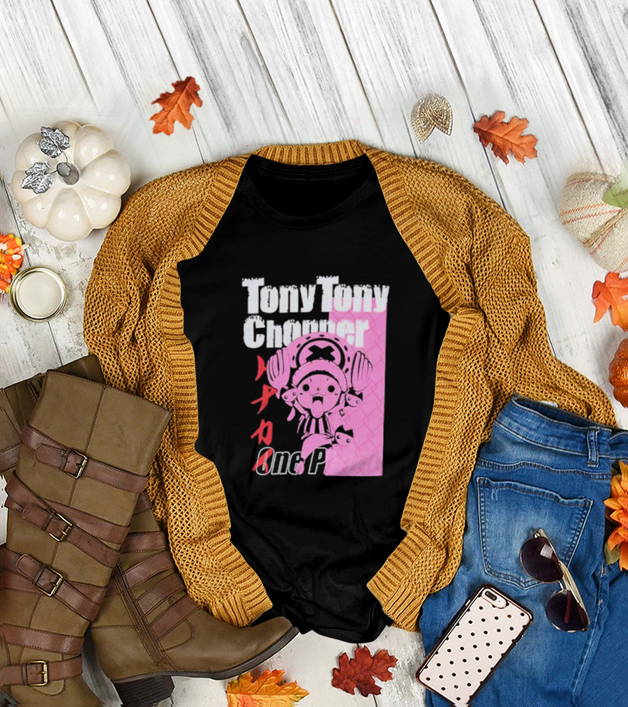 Tony Tony Chopper One Piece Pink Tonal Japanese Text T-Shirt