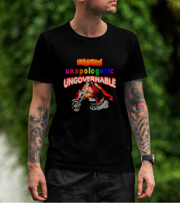 Unhinged Unapologetic Ungovernable Raccoon On Motorcycle T-Shirt