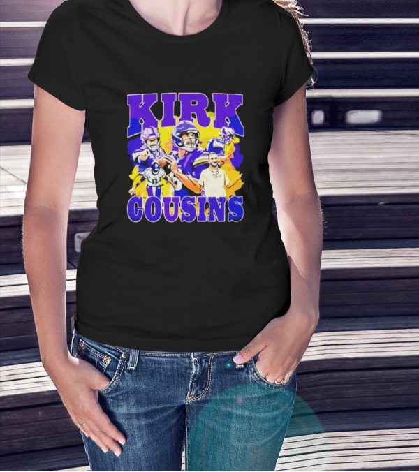 Kirk Cousins Vikings Football Player Collage Purple And Yellow T-Shirt
