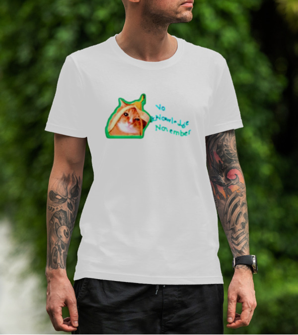 No KNowledge November Cat Banana Meme T-Shirt