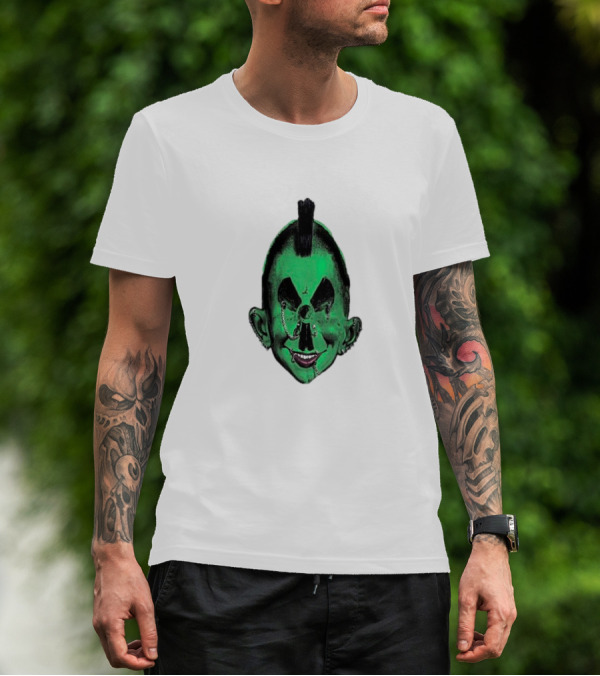 Hard Jewelry Willy Warhol Green Punk Face T-Shirt