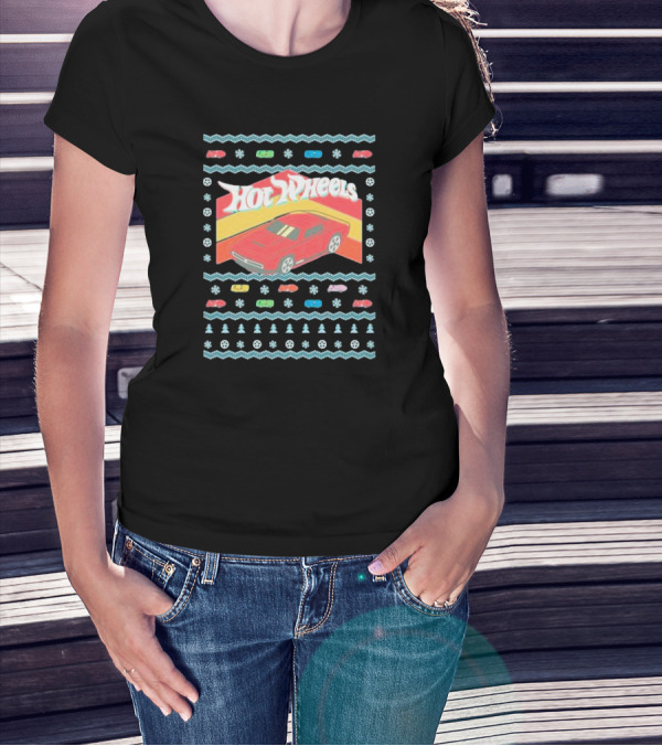 Hot Wheels Holiday Red Car Snowflake T-Shirt