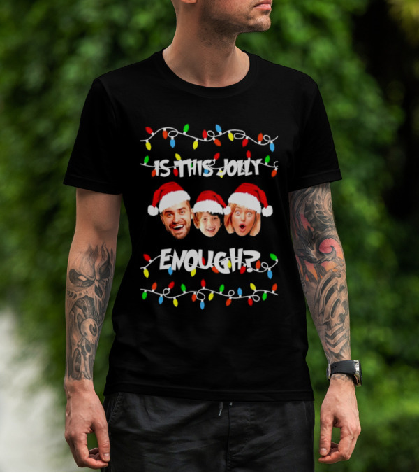 Is This Jolly Enough Custom Family Christmas Lights Holiday Faces T-Shirt