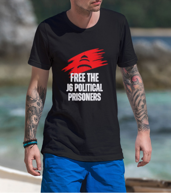 Free The J6 Political Prisoners Capitol Building Red Brushstroke T-Shirt