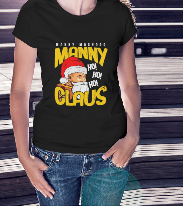 Manny Machado Manny Claus Santa Hat Ho Ho Ho T-Shirt