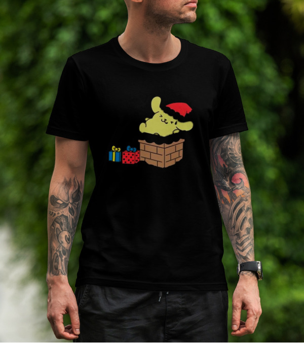 Pompompurin Christmas Chimney With Santa Hat And Presents T-Shirt