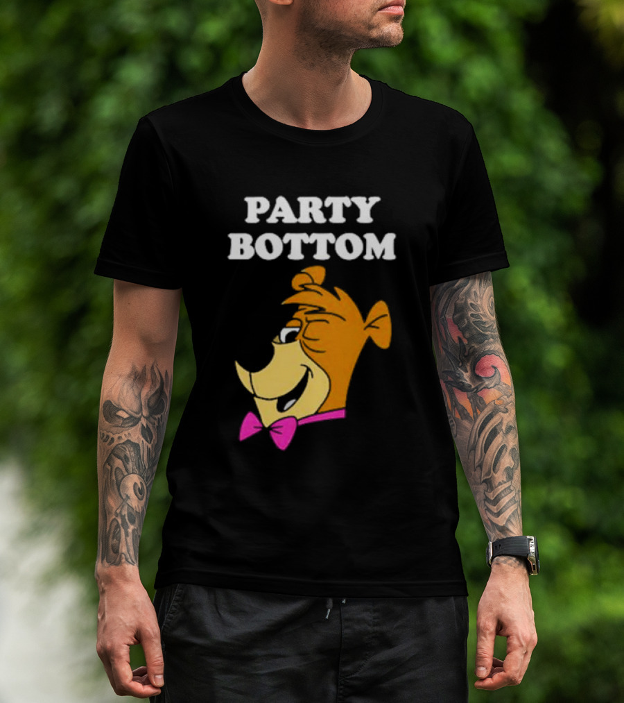 Yogi Bear Party Bottom Fun Cartoon Character With Pink Bow Tie T-Shirt