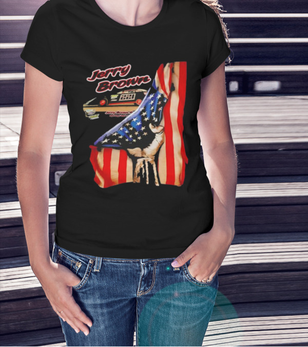 Jerry Brown Blood Inside Me American Flag Race Car 88 T-Shirt
