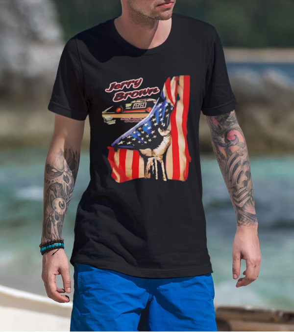 Jerry Brown Blood Inside Me American Flag Race Car 88 T-Shirt