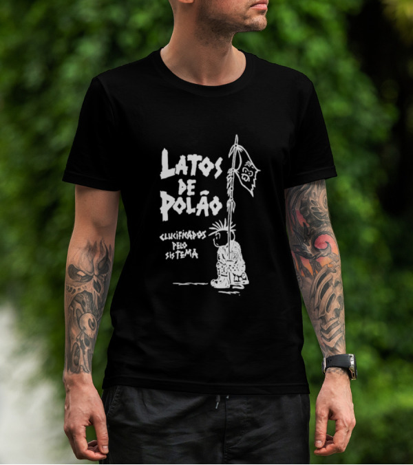 Latos De Polão Clucificados Pelo Sistema 89 Flag Cartoon Drawing T-Shirt