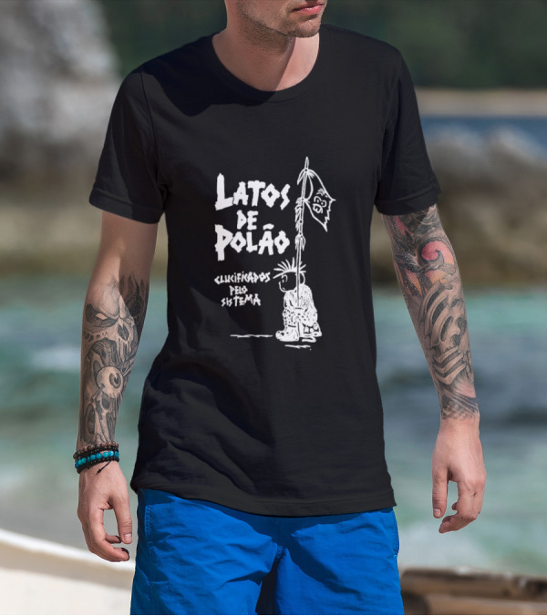 Latos De Polão Clucificados Pelo Sistema 89 Flag Cartoon Drawing T-Shirt