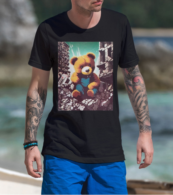 Ceasefire Now Teddy Bear In War-Torn Ruins T-Shirt