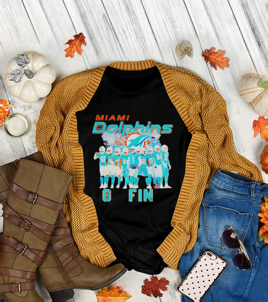 Miami Dolphins Go Fins Players Logo Team Spirit T-Shirt