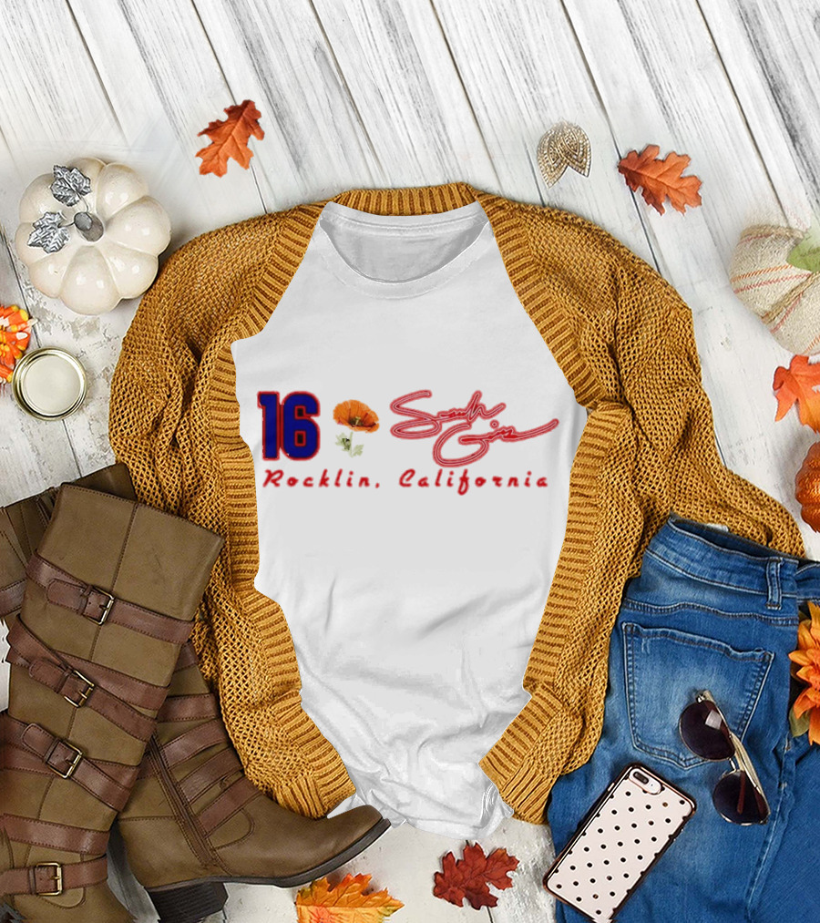 16 Sarah Giles Rocklin California Poppy Script T-Shirt