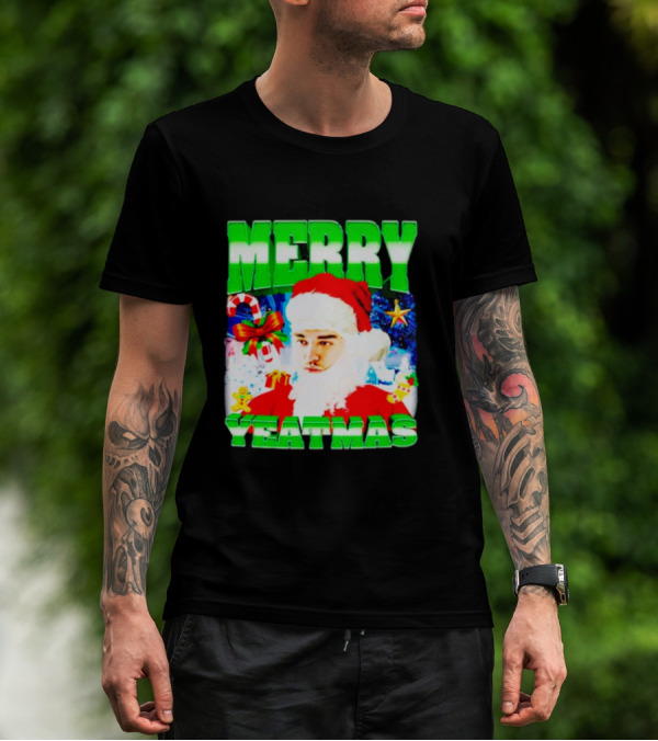 Rapper Yeat Santa Merry Yeatmas Funny Christmas Holiday T-Shirt