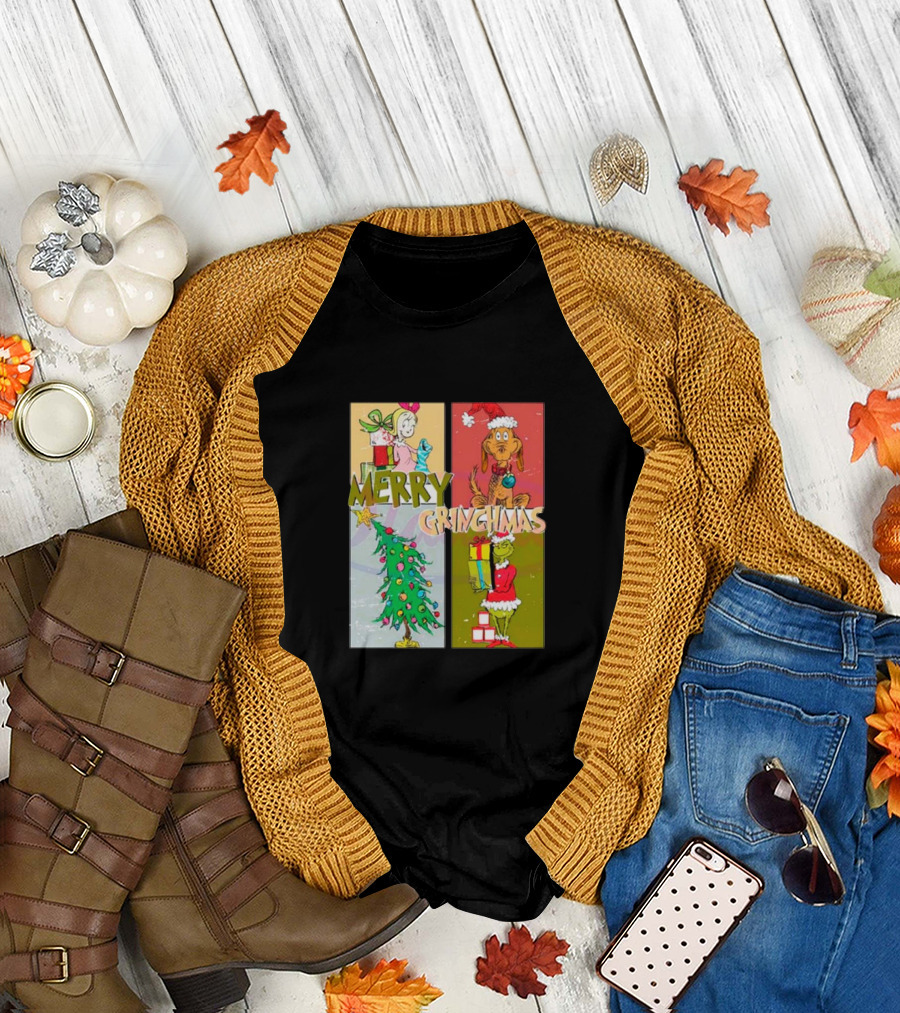 Merry Grinchmas Characters Vintage Grinch and Max Christmas Tree T-Shirt
