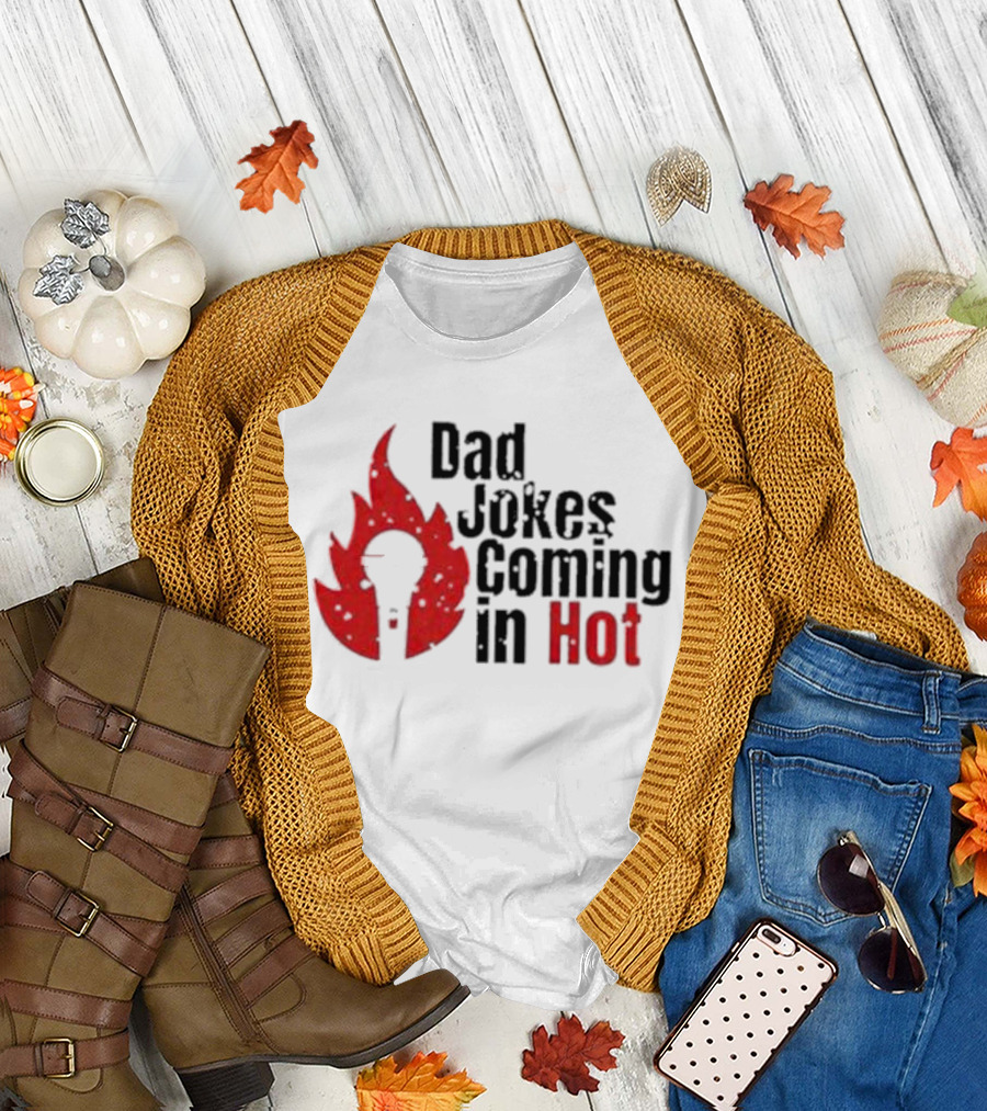 Dad Jokes Coming in Hot with Red Microphone Flame T-Shirt