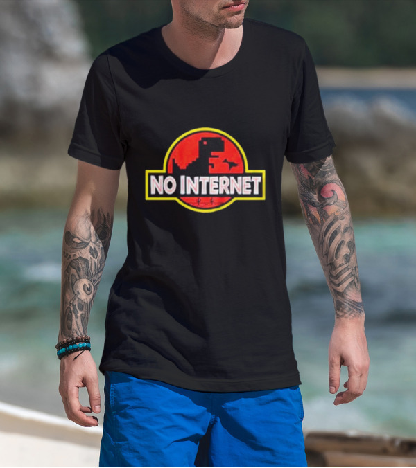 No Internet Dinosaur Jurassic Park T-Shirt