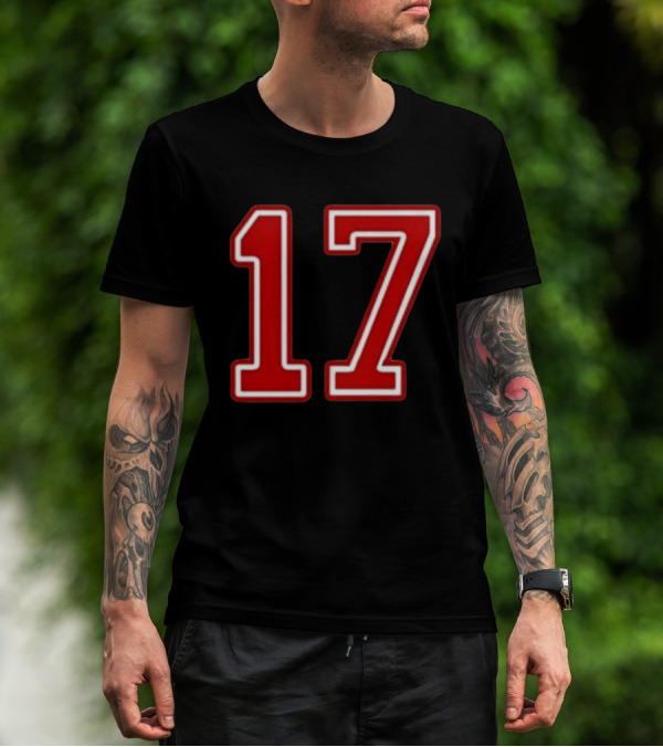 Tate Mcrae Exes Number 17 Red Bold Print T-Shirt