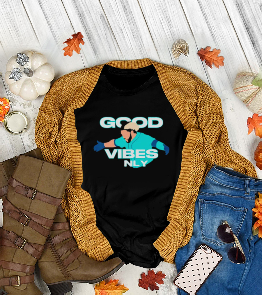 Geno Suarez Good Vibes Only Baseball-Themed T-Shirt