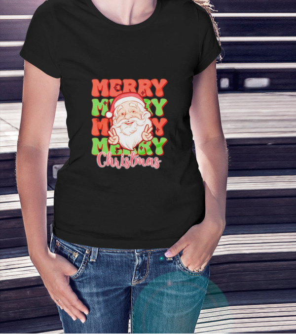 Merry Merry Merry Merry Christmas Santa T-Shirt