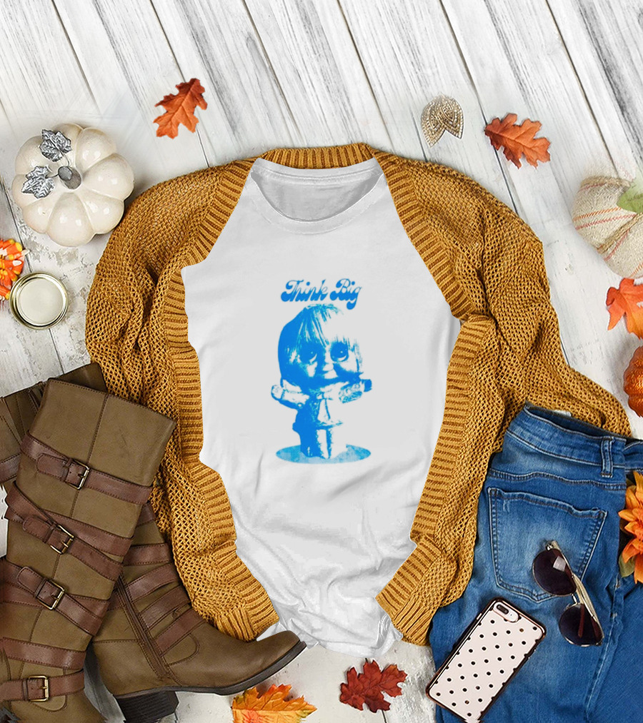 Think Big Blue Figurine with Large Eyes T-Shirt