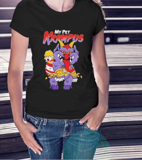 My Pet Krampus Captured Child With Chains And Horned Beast T-Shirt