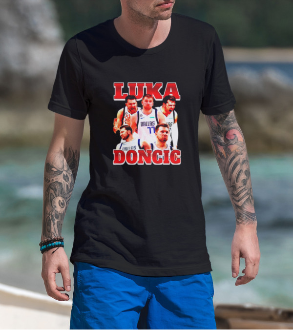 Luka Doncic Dallas Basketball Player Collage T-Shirt
