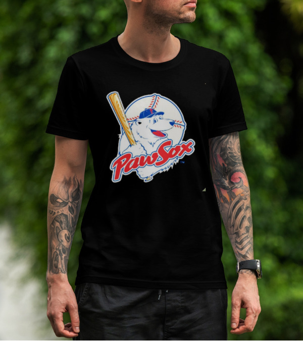 PawSox Polar Bear Baseball Bat Cap Red Socks T-Shirt