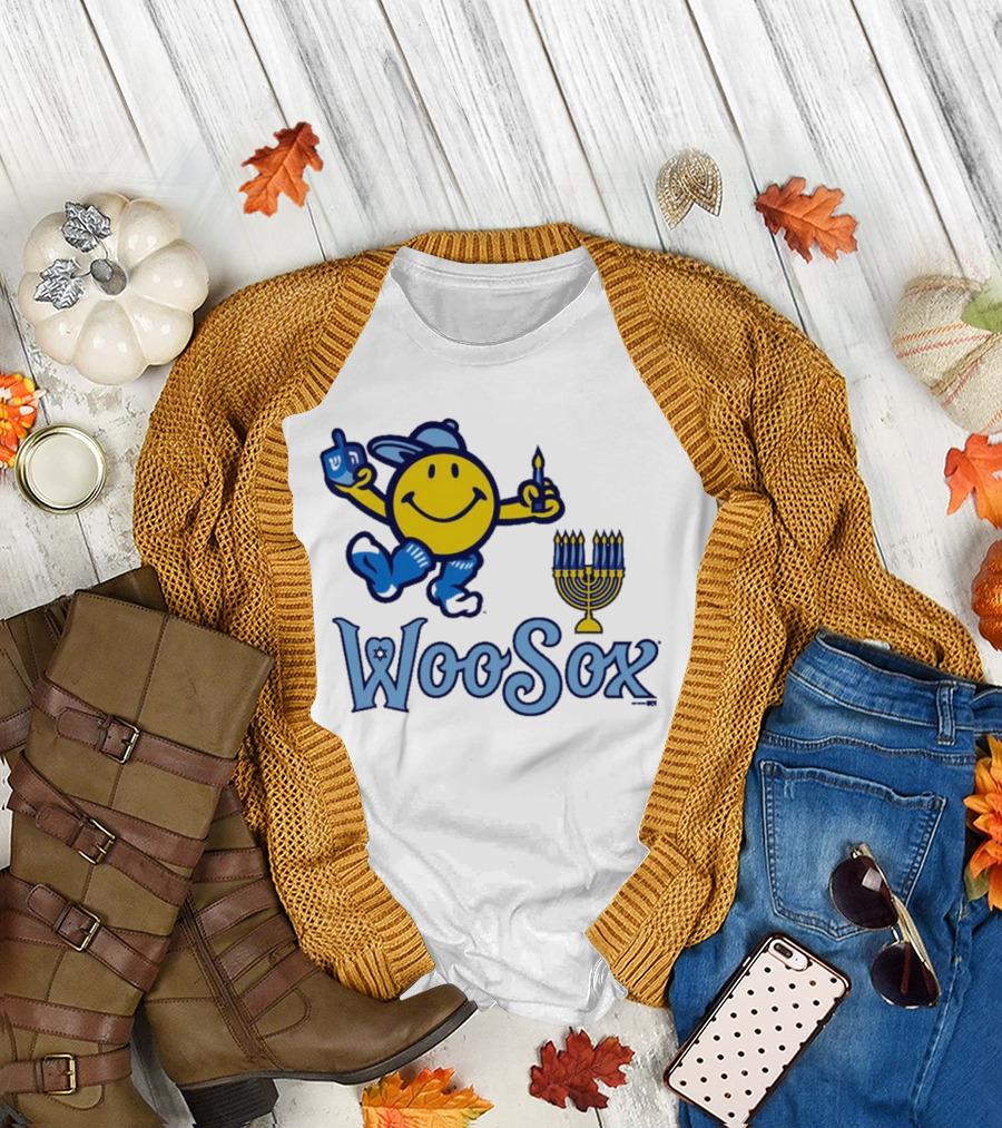 Worcester Red Sox Hannukkah Smiley Dreidel Menorah WooSox T-Shirt