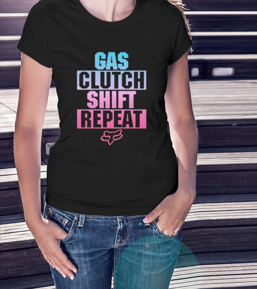 Gas Clutch Shift Repeat Fox Racing Logo T-Shirt