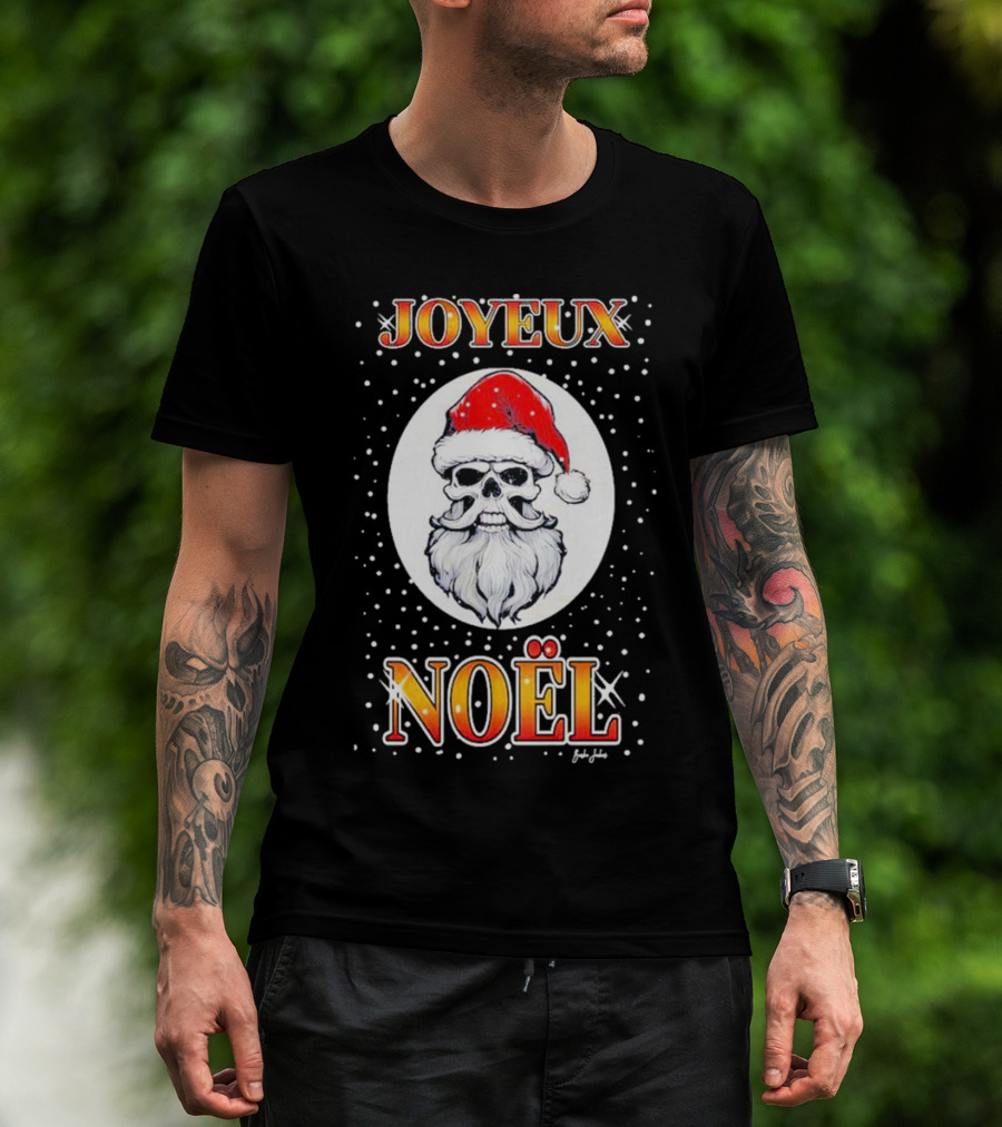 Joyeux Noël Skull Santa Hat Festive T-Shirt