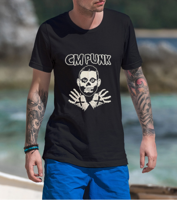 CM Punk Misfits Fiend Skull X Hands T-Shirt