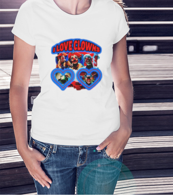 I Love Clowns Colorful Heart Faces T-Shirt