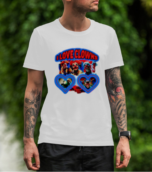 I Love Clowns Colorful Heart Faces T-Shirt