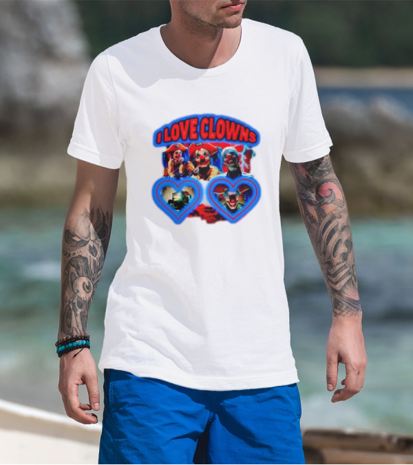 I Love Clowns Colorful Heart Faces T-Shirt