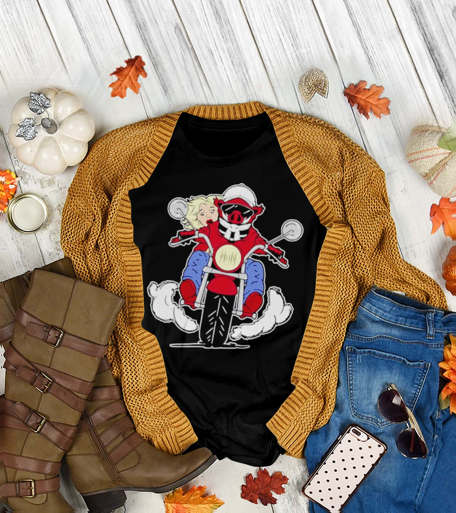 Arkansas Razorbacks Pig Riding Motorcycle with Passenger T-Shirt