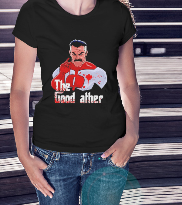 Omni Dad The Good Father Superhero Parody Red And White Costume T-Shirt