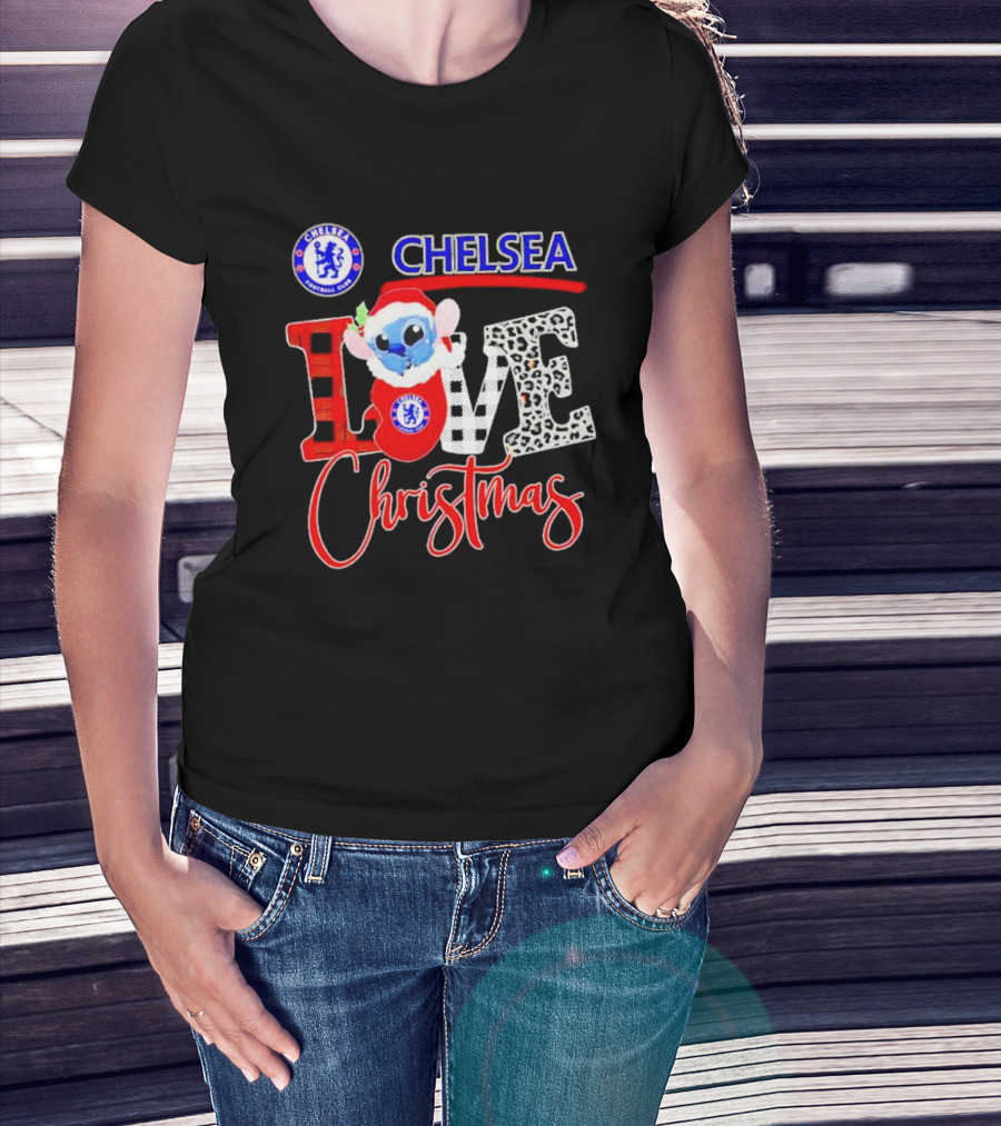 Chelsea Football Club Stitch Love Christmas T-Shirt