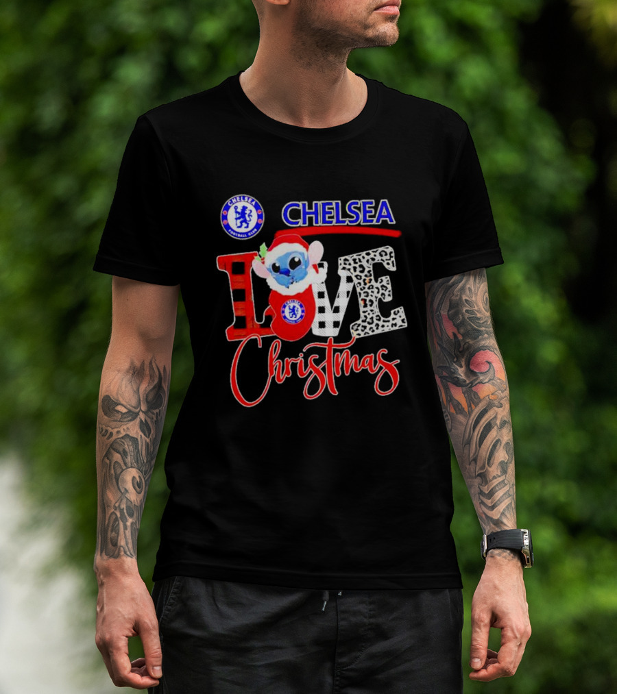 Chelsea Football Club Stitch Love Christmas T-Shirt