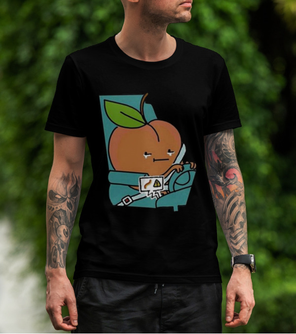 Peach Driving With Tears Fastened In Seatbelt Warning Signal T-Shirt