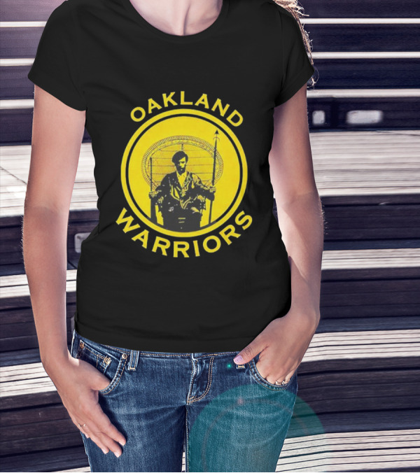 Oakland Warriors Huey Newton Chair Emblem T-Shirt