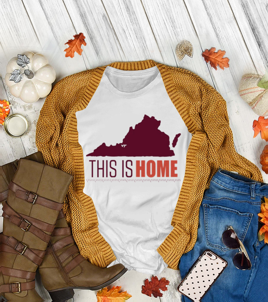 Virginia Tech Football This Is Home Virginia Map T-Shirt