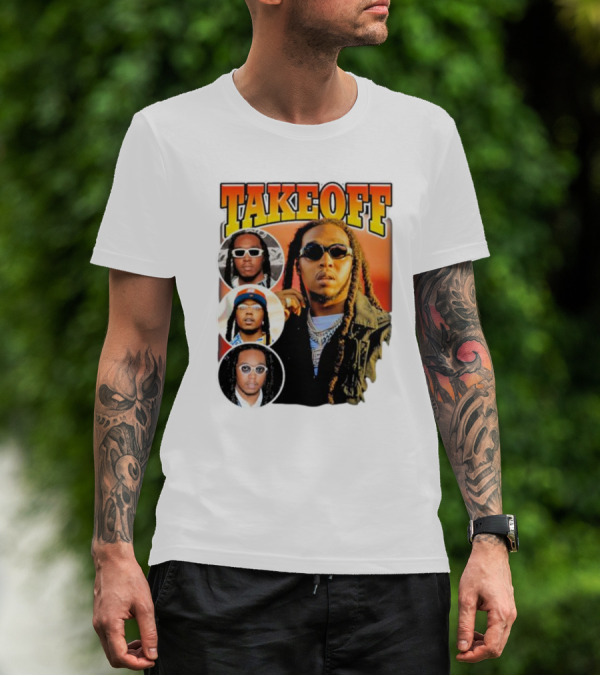 Quavo Migos Takeoff Rapper Tribute Circular Portraits T-Shirt