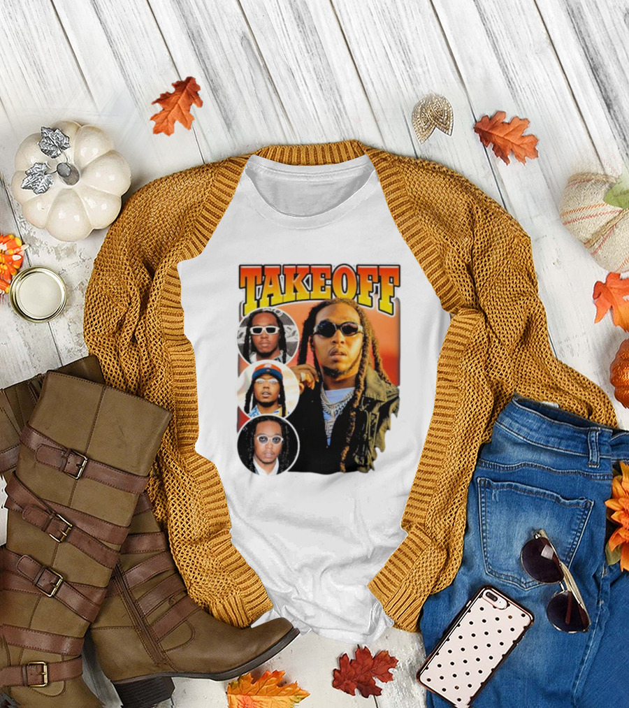Quavo Migos Takeoff Rapper Tribute Circular Portraits T-Shirt