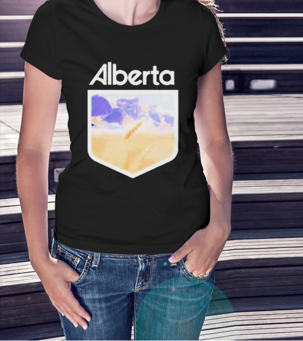 Alberta Mountain Scenic Shield Vitamin Deer Alberta Life T-Shirt