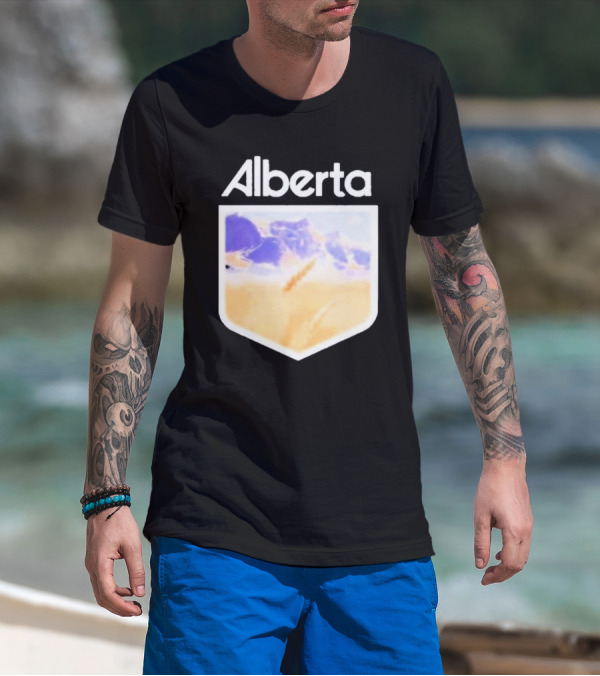 Alberta Mountain Scenic Shield Vitamin Deer Alberta Life T-Shirt